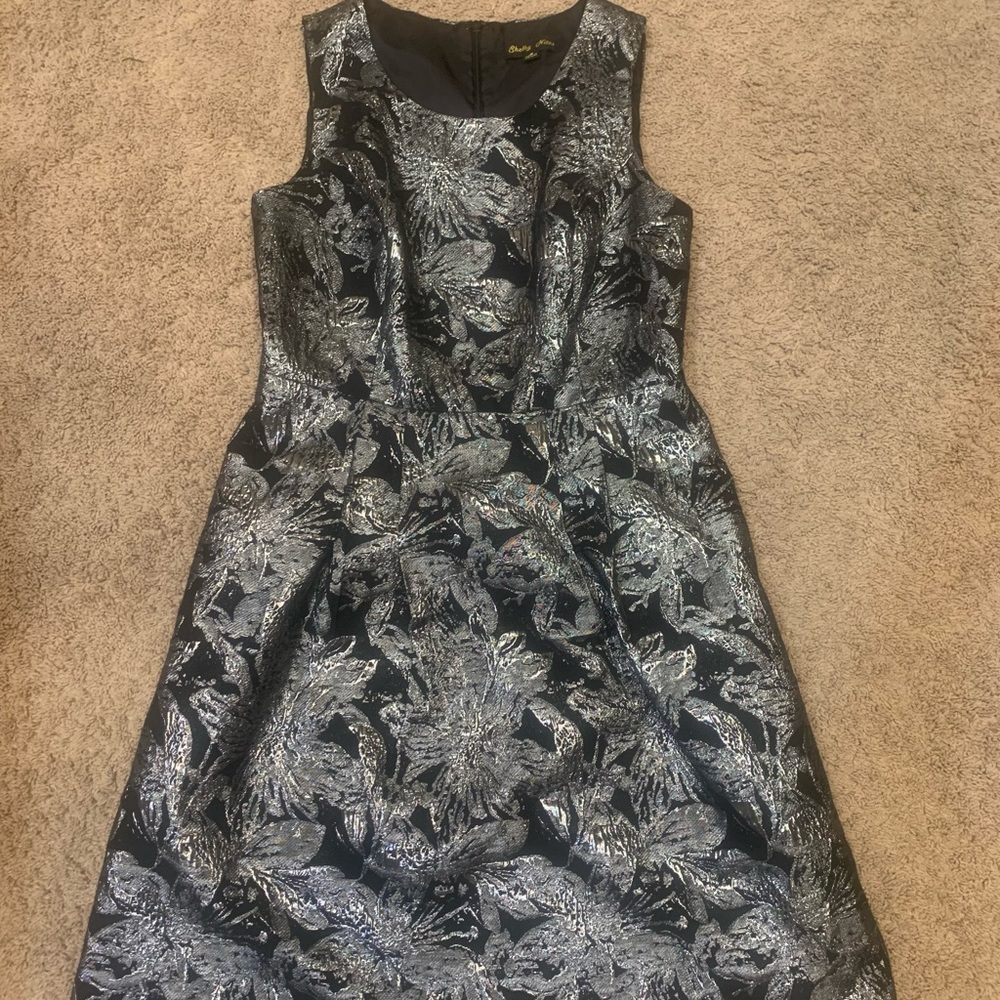 Shelby Nite Black & Silver A line cocktail dinner wedding Dress Size 8